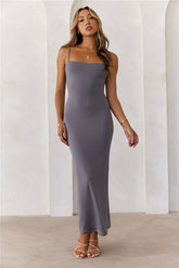BASE Smoothing Thin Strap Maxi Dress Charcoal