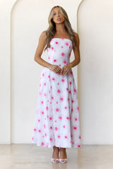 Cherry Bloom Strapless Maxi Dress Pink