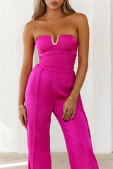 HELLO MOLLY Diva Of The Night Strapless Jumpsuit Fuchsia