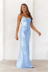 HELLO MOLLY The Muse Sequin Maxi Dress Blue