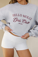 BASE Girls Club Graphic Round Neck Sweatshirt Grey Marle