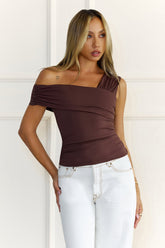 BASE Contour Luxe Form Off Shoulder Top Chocolate