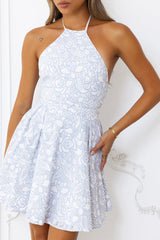 Daydream Believer Halter Mini Dress Blue