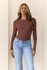 BASE Contour Simple Long Sleeve Top Chocolate