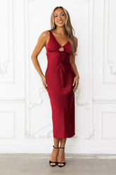 Dreamscape Diaries Satin Midi Dress Red