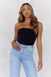 BASE Longline Strapless Bandeau Top Black