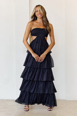 Luxe Mode Strapless Maxi Dress Black