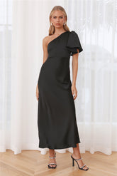 Classy Event Satin Maxi Dress Black