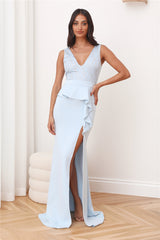 Everyone's Focus Glitter Maxi Dress Blue