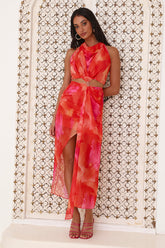 Golden Hour Drinks Midi Dress Orange