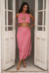 HELLO MOLLY Bit Of Blush Midi Skirt Pink