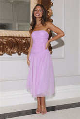 Glass Castle Tulle Midi Dress Purple