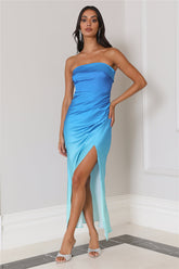 Flowy Glam Midi Dress Blue