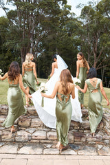 HELLO MOLLY The Samara Satin Maxi Dress Olive