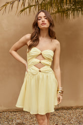 Cosmopolitan Style Strapless Mini Dress Yellow