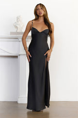 Evening Icons Satin Maxi Dress Black