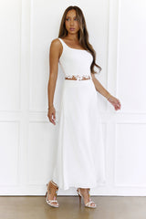 Chic Lace Detail Midi Skirt Set White