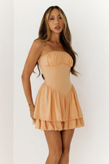Fashion Glow Strapless Mini Dress Peach