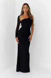 After Dark Luxury One Shoulder Maxi Dress Black