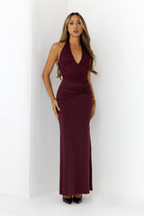 Always That Girl Halter Maxi Dress Burgundy