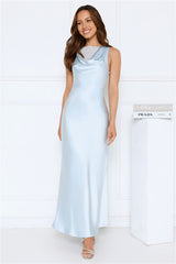 Lush Aurora Satin Maxi Dress Blue