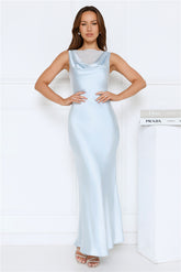 Lush Aurora Satin Maxi Dress Blue
