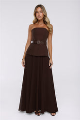 Crisp Lines Maxi Skirt Brown