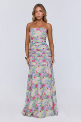 Palm Whisper Strapless Maxi Dress Multi