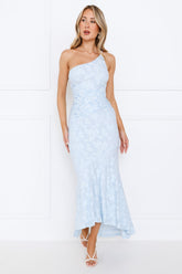 Empowered Girl One Shoulder Maxi Dress Blue