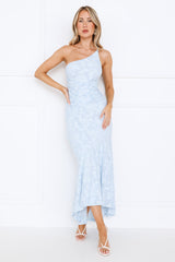 Empowered Girl One Shoulder Maxi Dress Blue
