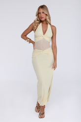 After Dark Affair Halter Maxi Dress Yellow