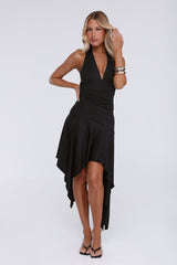 Glowberry Halter Midi Dress Black