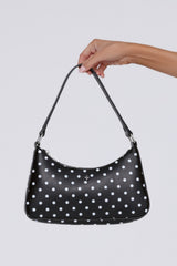 Josee Shoulder Bag Black White Polka Dot PU