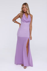 Champagne At Dusk Halter Maxi Dress Purple