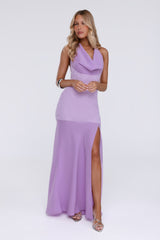 Champagne At Dusk Halter Maxi Dress Purple