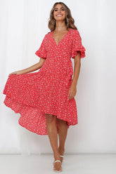 Giving Me Good Vibes Midi Dress Red