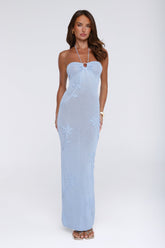 Little Miss Flirt Knit Halter Maxi Dress Blue