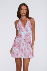 Fleur Mystique Halter Mini Dress Floral