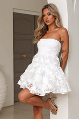 Here She Comes Tulle Mini Dress White