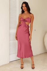 Cherishing Moments Satin Maxi Dress Pink
