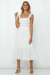 Let Me Fall In Love Midi Dress White