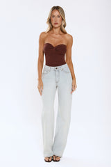 Dusk Radiance Strapless Ribbed Top Chocolate