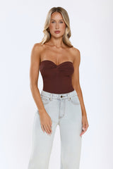 Dusk Radiance Strapless Ribbed Top Chocolate