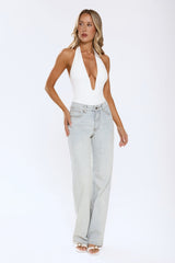Confident Vibe Halter Bodysuit White