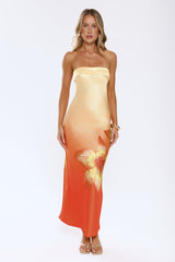 Blazing Glow Strapless Maxi Dress Yellow