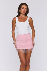 Festival Glow Beaded Mini Skirt Pink