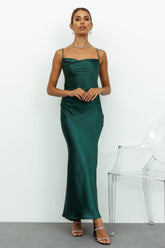 Kissin All Night Satin Maxi Dress Teal