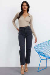 LEE High Moms High Waisted Infinity Rip Jeans Black