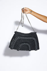 BILLINI Ivy Clutch Bag Black Raffia