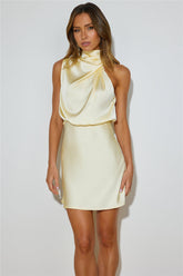 Easy Style Satin Mini Dress Yellow